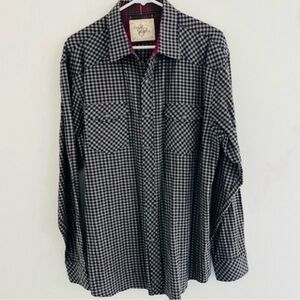 Age of Wisdom Gray Black Gingham Checkered Button Down XL